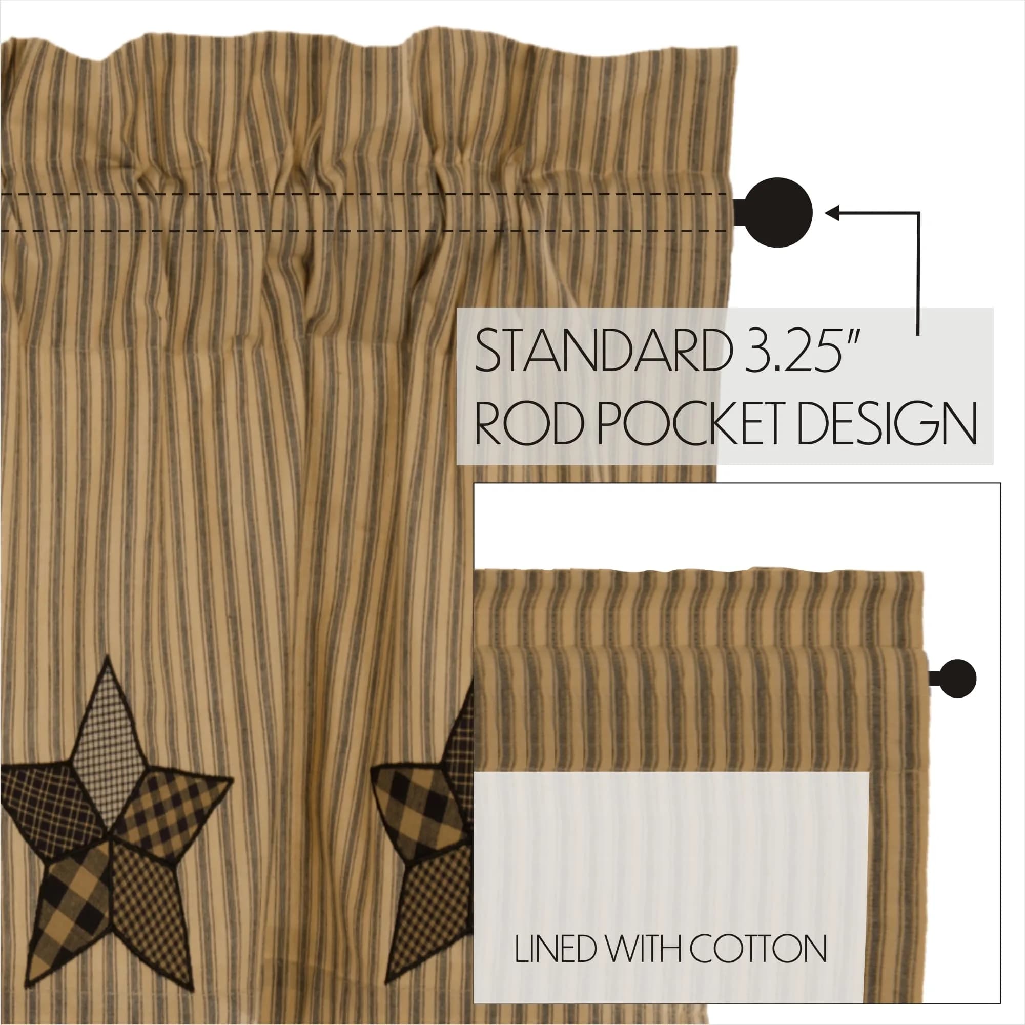 VHC BRANDS Farmhouse Star Cotton Valance 72 in. L x 16 in. W | Vintage Farmhouse Decor thumbnail 6