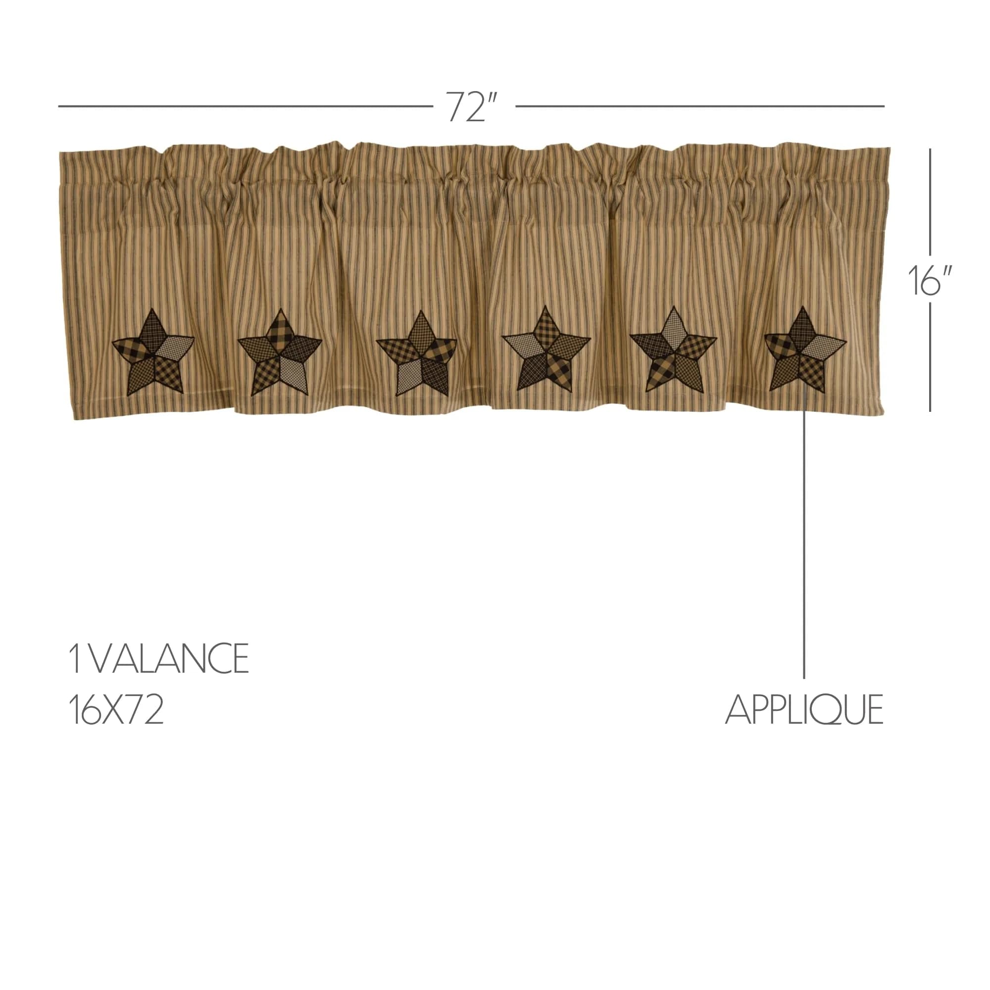 VHC BRANDS Farmhouse Star Cotton Valance 72 in. L x 16 in. W | Vintage Farmhouse Decor thumbnail 2