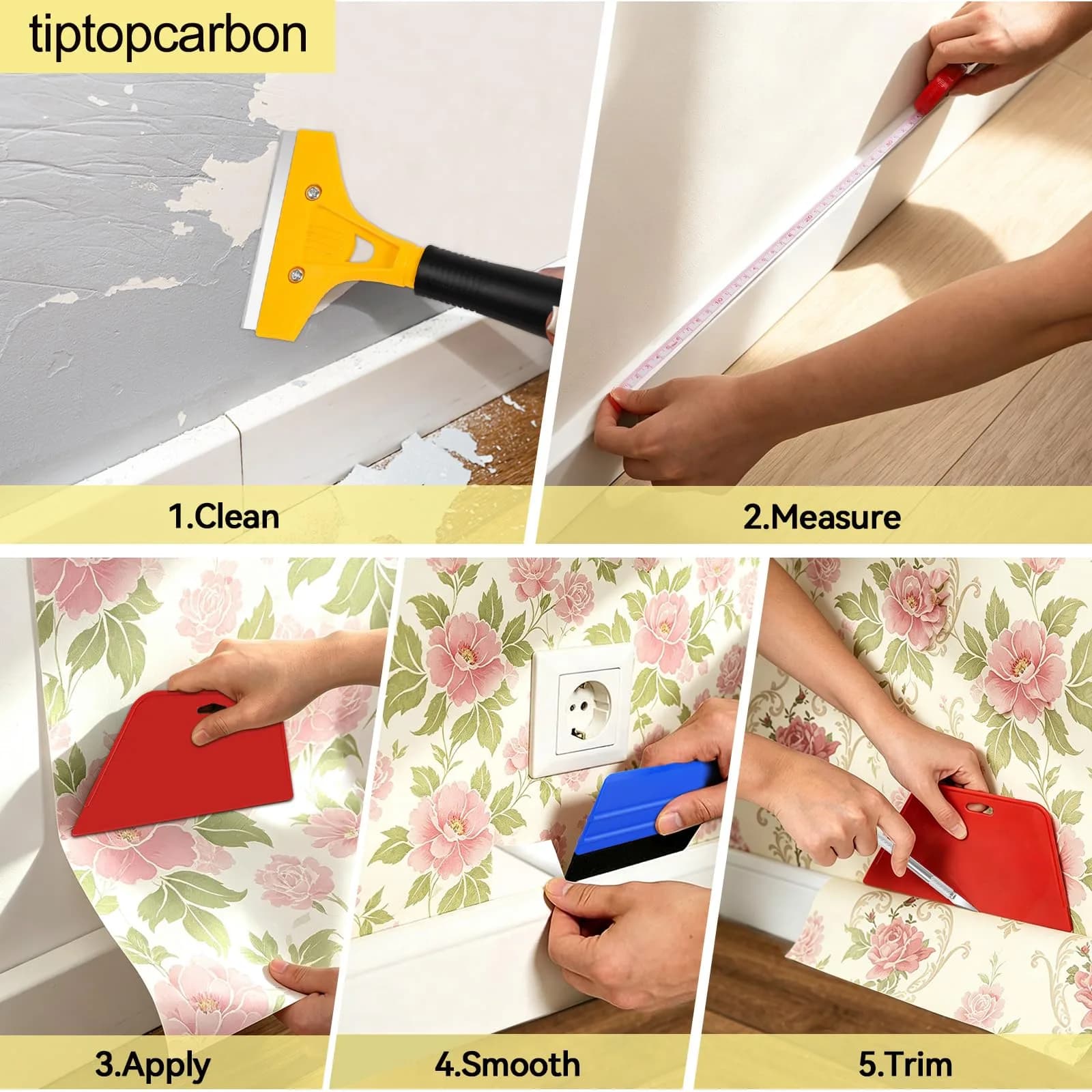 tiptopcarbon Wallpaper Smoothing Tool Kit with 8 Inch Scraper & Craft Knife | 10-Piece Set - view 8