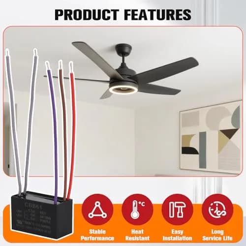 Podoy Ceiling Fan Capacitor 5 Wire CBB61 4.5uF+6uF+6uF 250VAC | Universal Fit for Harbor Breeze Fans thumbnail 5