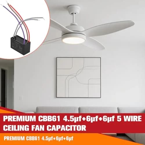 Podoy Ceiling Fan Capacitor 5 Wire CBB61 4.5uF+6uF+6uF 250VAC | Universal Fit for Harbor Breeze Fans thumbnail 7