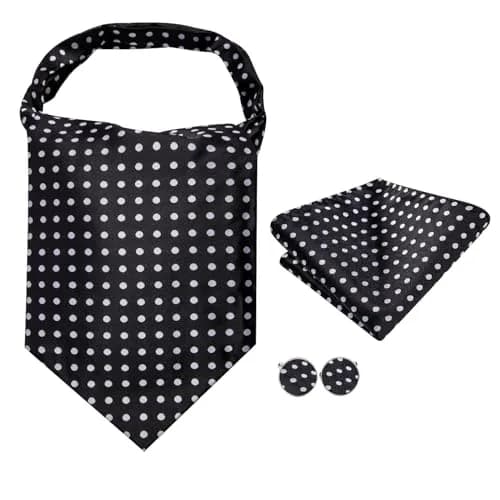 Dubulle Black Sliver Dots Ascot for Men Self Tie | Wedding & Formal Accessory thumbnail 3
