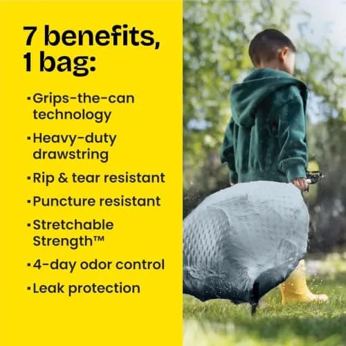 Glad Tall Kitchen Drawstring Trash Bags 13 Gallon | Odorshield Febreze Fresh Clean, 110 Count thumbnail 6