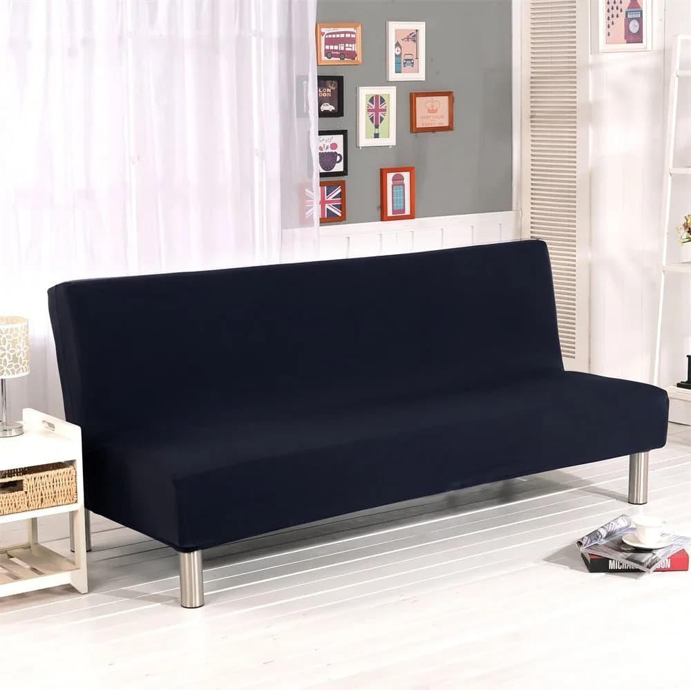 Homonic Solid Colour Armless Sofa Bed Cover Polyester Spandex 70-83in | Elastic Full Folding Couch Shield