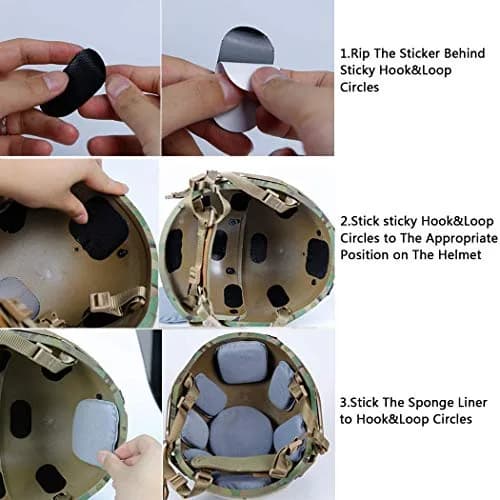 AOUTACC Universal Airsoft Helmet Pads, Replacement Foam Padding Kits Set Accessories Mats for Fast-Style/MICH/ACH/PASGT Helmets (Memory Foam, Light Gray) thumbnail 7