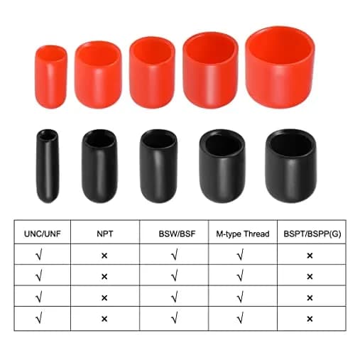 uxcell Black 100pcs Rubber End Caps 6mm (1/4-inch) ID Vinyl Round Tube Bolt Cap Cover Screw Thread Protectors | Protects Floors & Furniture thumbnail 5