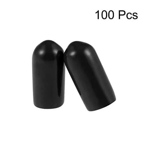 uxcell Black 100pcs Rubber End Caps 6mm (1/4-inch) ID Vinyl Round Tube Bolt Cap Cover Screw Thread Protectors | Protects Floors & Furniture thumbnail 2