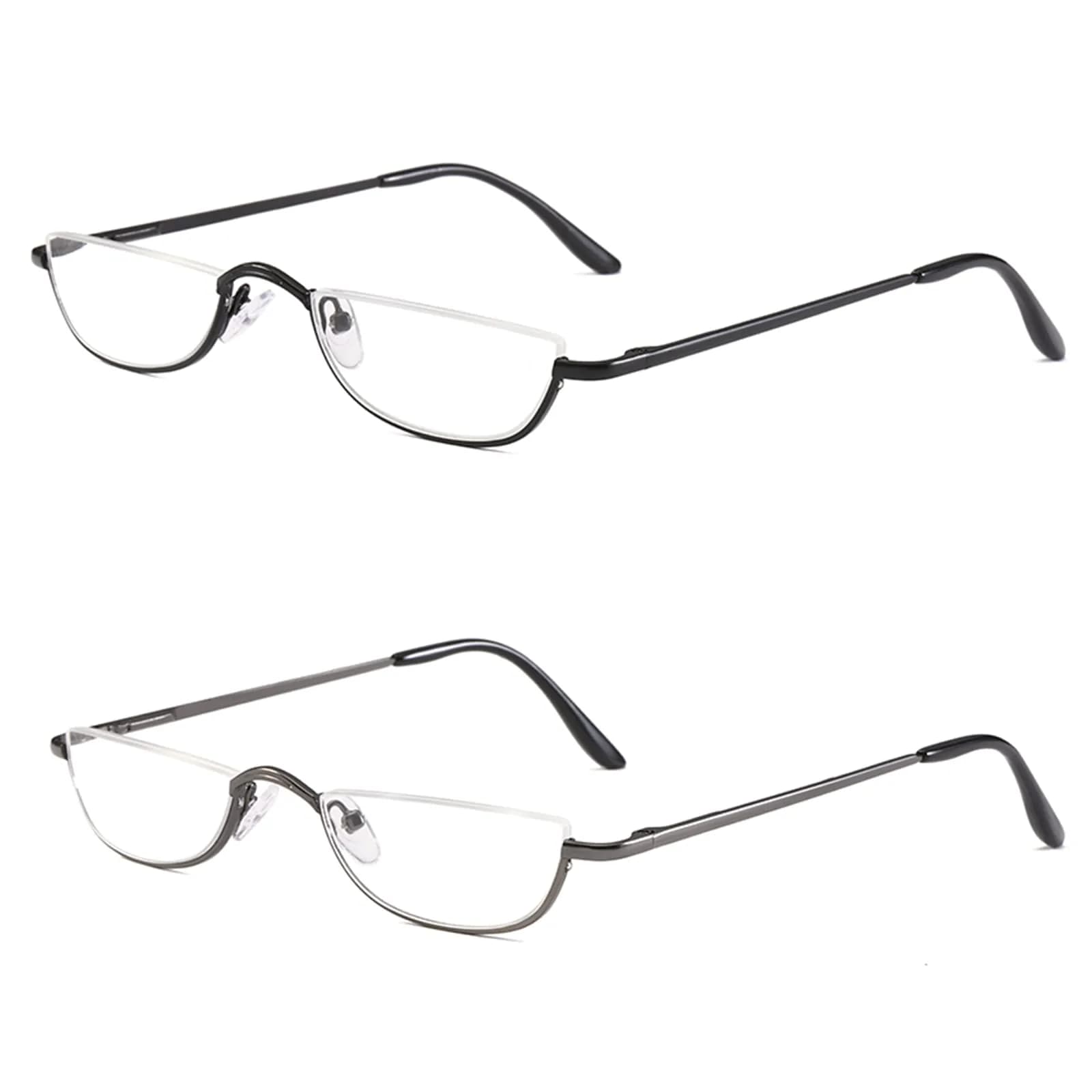 KoKoBin Half Reading Glasses 2 Pairs Metal Frame 2.50 Diopters | Clear Lens, Unisex Adult