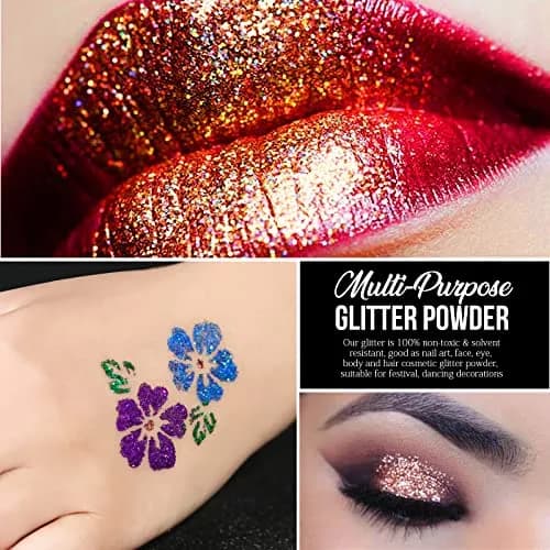 Teenitor Fine Glitter, 32 Jars, 8g Each | Assorted Colors for Arts, Makeup & Nails thumbnail 5