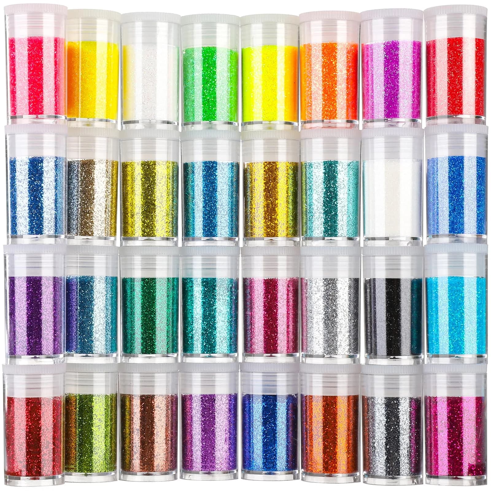 Teenitor Fine Glitter, 32 Jars, 8g Each | Assorted Colors for Arts, Makeup & Nails