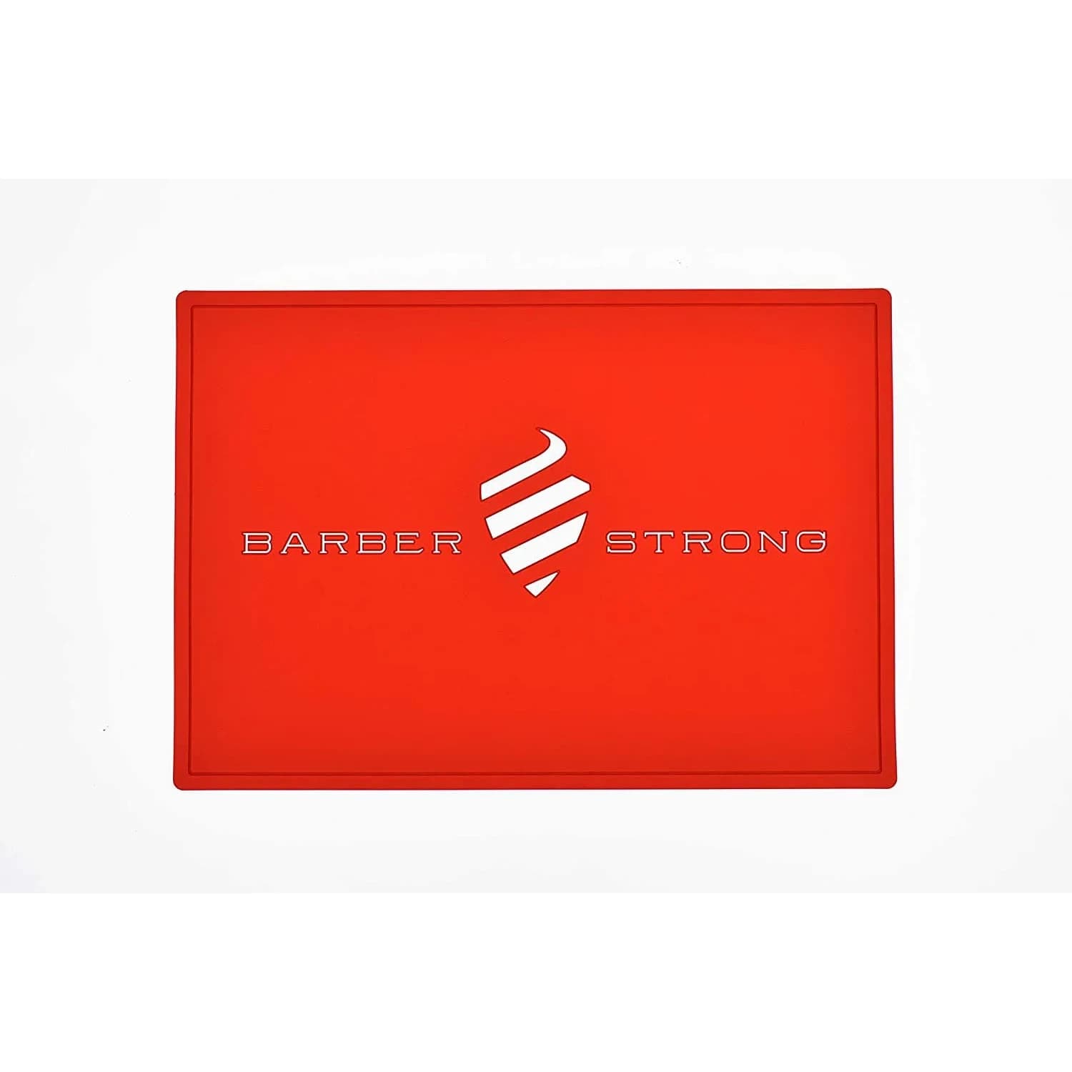 Barber Strong The Barber Mat 19" x 13" Black | Non-Slip Countertop Workstation Mat for Clippers & Hair Cutting Tools — Red