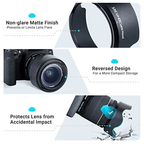 JJC Lens Hood for Canon EF-S 18-55mm f/3.5-5.6 IS STM & RF 24-50mm f/4-6.3 IS STM Lenses, Reversible Bayonet Mount, 58mm Filter Compatible | Protects Lens from Flare & Impact thumbnail 4