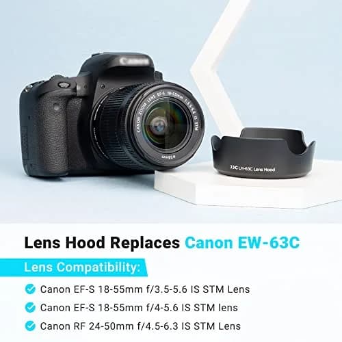 JJC Lens Hood for Canon EF-S 18-55mm f/3.5-5.6 IS STM & RF 24-50mm f/4-6.3 IS STM Lenses, Reversible Bayonet Mount, 58mm Filter Compatible | Protects Lens from Flare & Impact thumbnail 2
