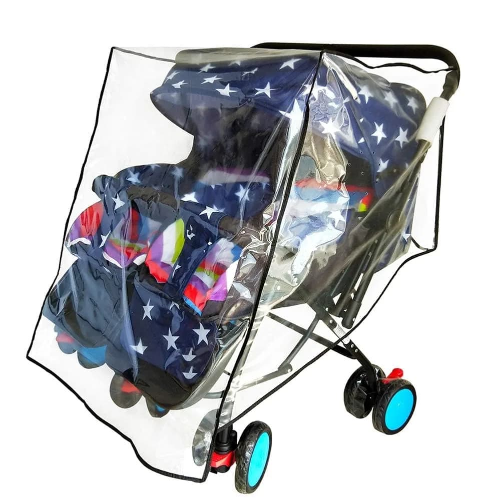 HSJH Weather Shield for Double Stroller Waterproof Rain Cover 42cm x 79cm x 82cm | Universal Twin Rain Cover — Side by Side