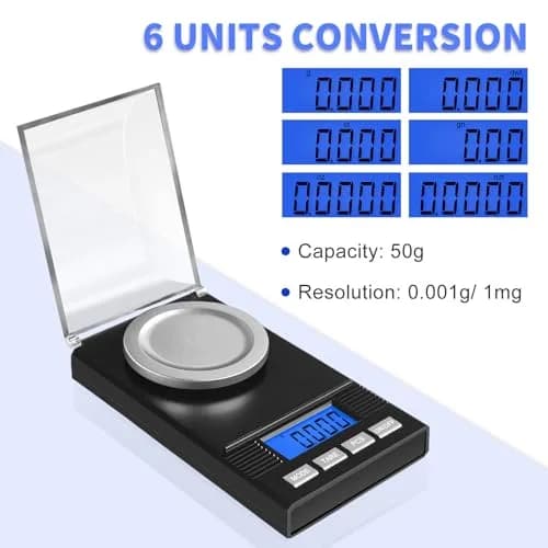 Fuzion Milligram Scale 50g/0.001g with 6-in-1 Kit | Precision Weighing for Powders & Small Items thumbnail 2