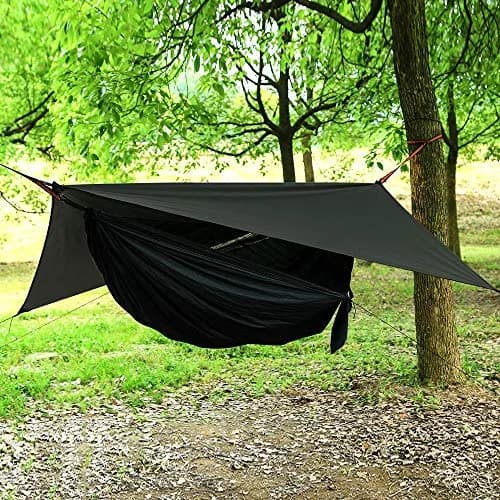 AEETT Camping Hammock with Mosquito Net and Rain Fly | 210T Nylon, 660 lbs Capacity, Waterproof, Portable (114 x 55 inches) thumbnail 2
