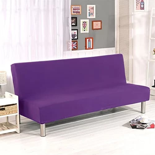 Homonic Purple Sofa Bed Cover 180-210cm | Elastic Non-Armrest Slipcover for 3 Seater thumbnail 1