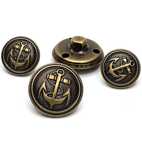 Enosea Antiqued Brass Metal Blazer Button Set - Shank Style Fashion Buttons 20mm & 15mm (11 Pcs) thumbnail 1