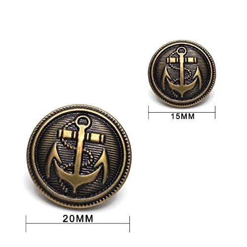 Enosea Antiqued Brass Metal Blazer Button Set - Shank Style Fashion Buttons 20mm & 15mm (11 Pcs) thumbnail 3