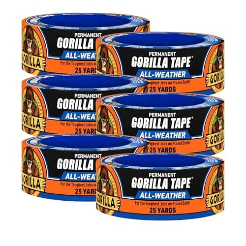 Gorilla All Weather Duct Tape, Black, 1.88" x 25 yd (6 Rolls) | Waterproof Outdoor Repair Tape thumbnail 1