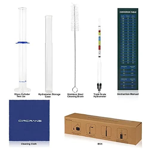 Circrane Hydrometer & Glass Test Jar Set, Triple Scale Alcohol Hydrometer for Brew Beer, Wine, Mead & Kombucha, ABV, Brix, Gravity | Home Brewing Supplies thumbnail 2
