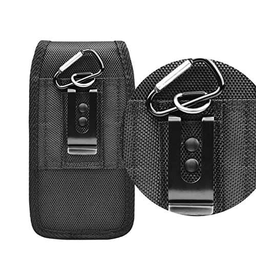 Takfox Universal Cell Phone Holster Case with Belt Clip & Carabiner for Smartphones up to 6.5" | Black Nylon thumbnail 7