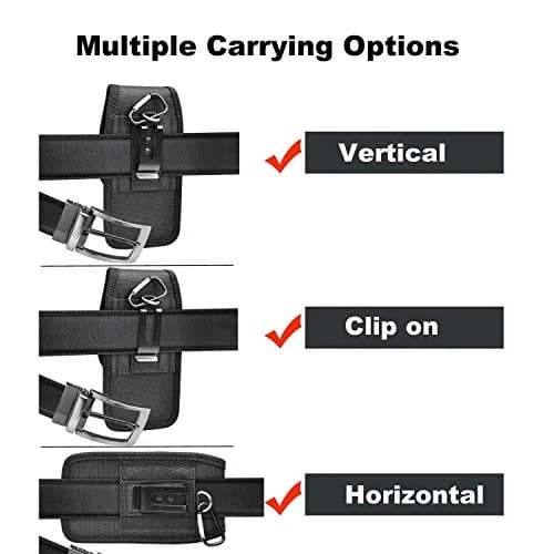 Takfox Universal Cell Phone Holster Case with Belt Clip & Carabiner for Smartphones up to 6.5" | Black Nylon thumbnail 3