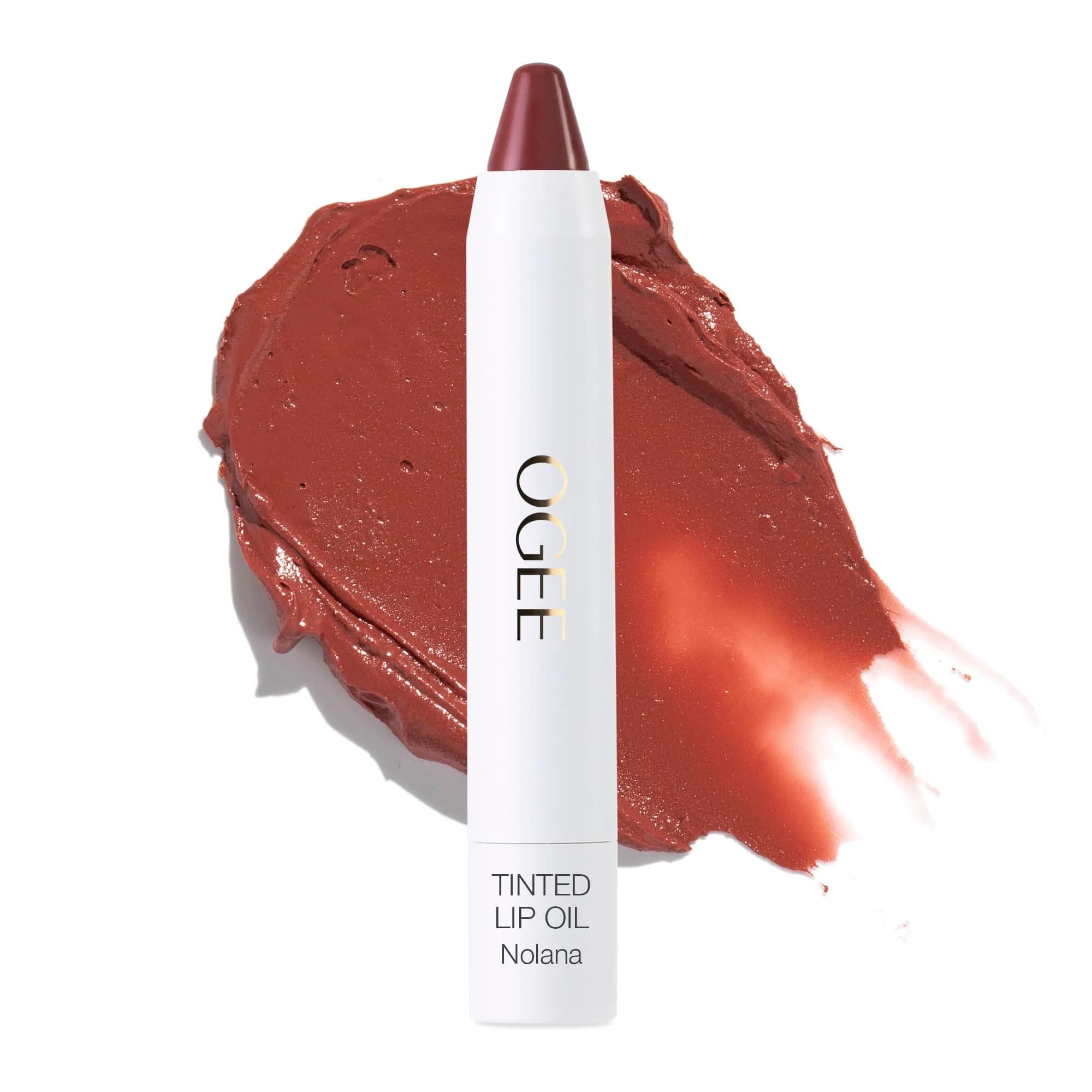 Ogee Tinted Sculpted Lip Oil - Lip Stain with Organic Coconut & Jojoba Oil, Vitamin E | Sheer, Buildable Color (70-120 chars) — Nolana - Terracotta Brown