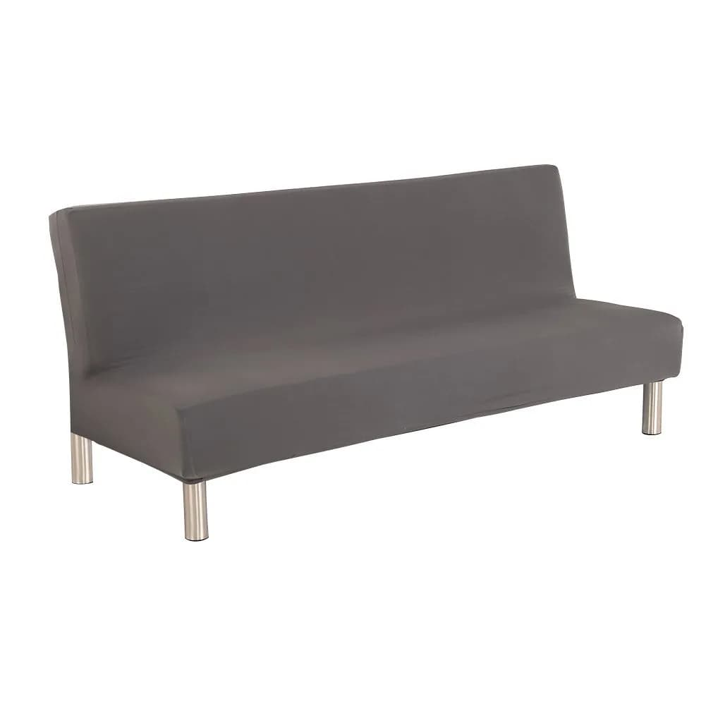 Homonic Solid Colour Armless Sofa Bed Cover Polyester Spandex 70-83in | Elastic Full Folding Couch Shield — Grey