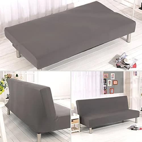 Homonic Grey Sofa Bed Cover Polyester Spandex 3 Seater | Elastic Non-Armrest Slipcover (80" x 50" in) thumbnail 6