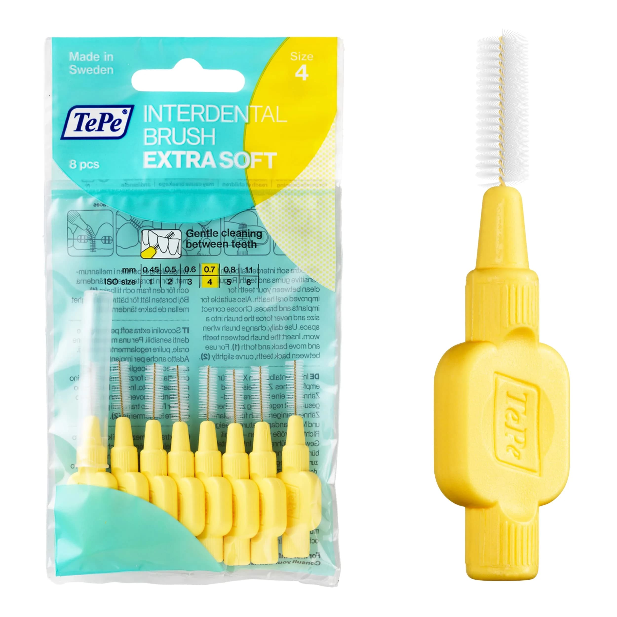 TePe Extra Soft Interdental Brush 0.7mm (8 Count) | Dentist-Recommended for Sensitive Gums - main product image
