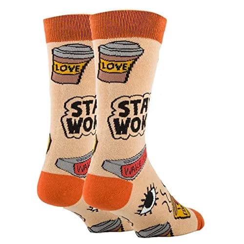 ooohyeah Men's Funny Novelty Cotton Crew Socks | Silly Saying Socks for Men, Wake Me Up (8-13 US Shoe) thumbnail 2