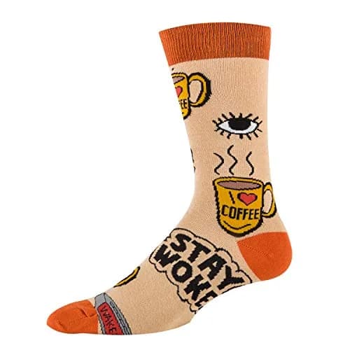 ooohyeah Men's Funny Novelty Cotton Crew Socks | Silly Saying Socks for Men, Wake Me Up (8-13 US Shoe) thumbnail 3