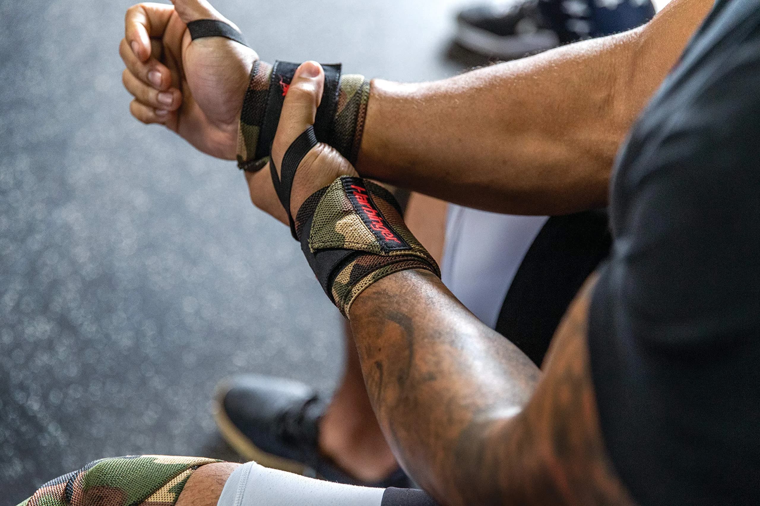 Harbinger Red Line 18-Inch Weightlifting Wrist Wraps (Pair, Camo) | Competition Grade Elastic for Maximum Stability - view 5