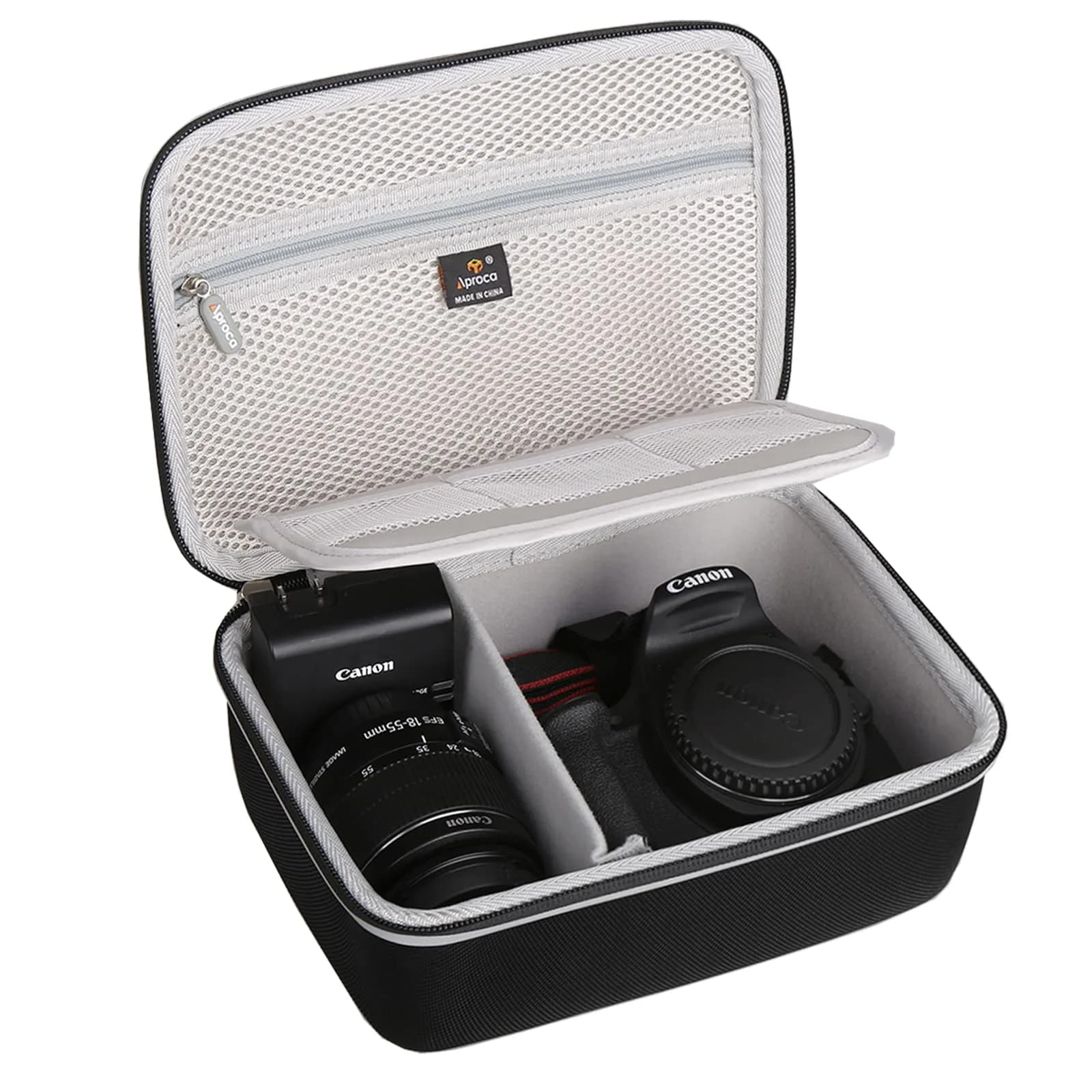 Aproca Black Camera Case for Canon EOS Rebel T7 DSLR | 18.1cm x 12.7cm x 23.7cm (7.1in x 5in x 9.3in) — Black