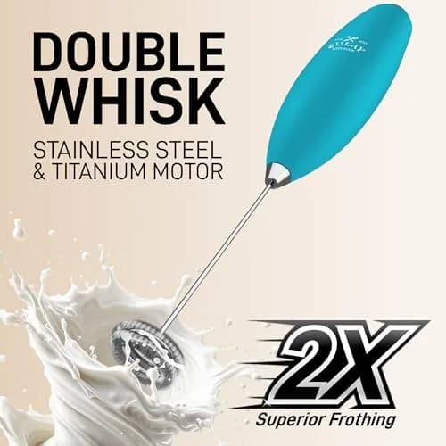 Zulay Milk Frother Ocean Blue | Handheld Electric Whisk for Frothy Beverages thumbnail 4