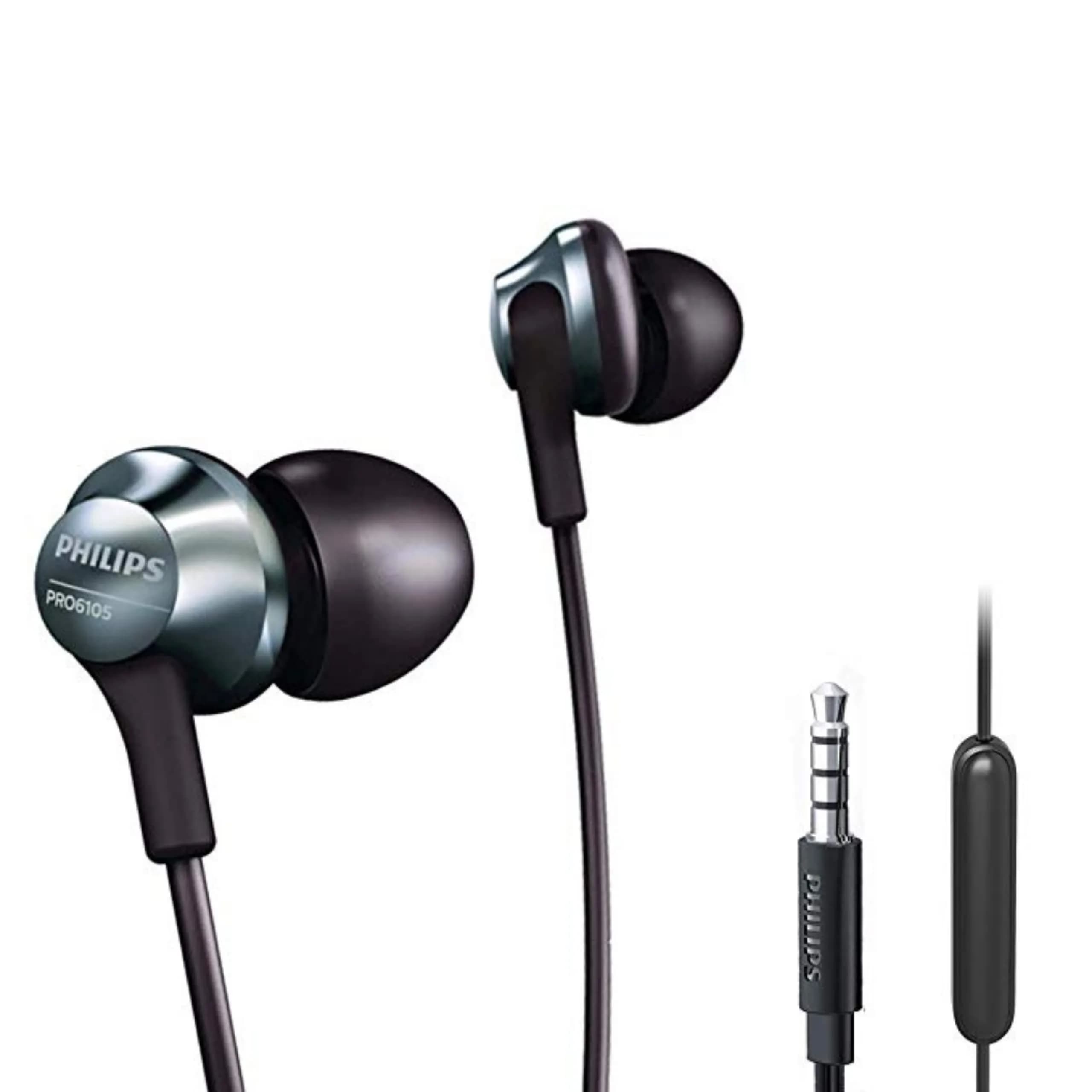 PHILIPS Pro Wired Earbuds with Microphone 8.6mm Hi-Res Audio | Comfortable & Durable — Gray