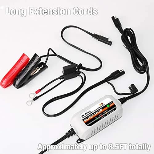 MOTOPOWER MP00205B 12V 1000mA Automatic Battery Charger & Maintainer | 12V DC, 1A Output, 350g thumbnail 6