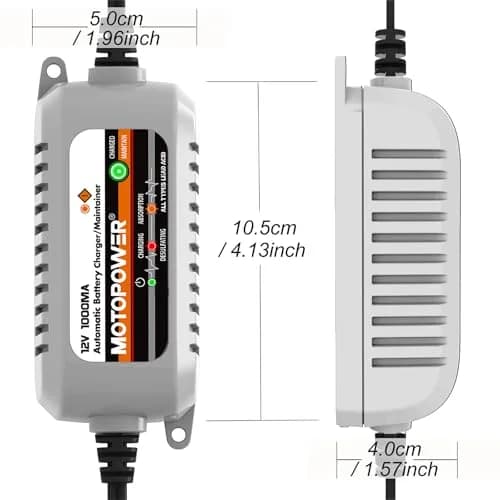 MOTOPOWER MP00205B 12V 1000mA Automatic Battery Charger & Maintainer | 12V DC, 1A Output, 350g thumbnail 9