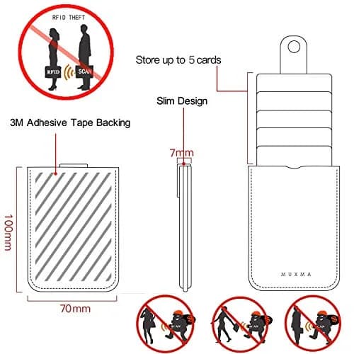 BIAJIYA Card Holder for Back of Phone, RFID 5 Pull Wallet, Gray | RFID-Blocking Phone Wallet thumbnail 2