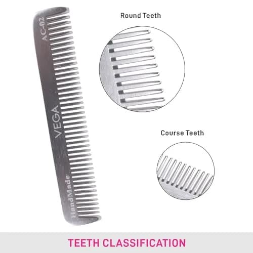 VEGA Pocket Comb | Strong, Light, Durable Metal Aluminum Hair Comb thumbnail 5