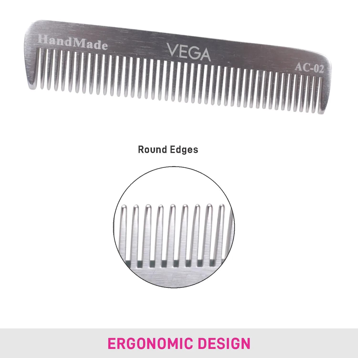 VEGA Pocket Comb | Strong, Light, Durable Metal Aluminum Hair Comb - view 6