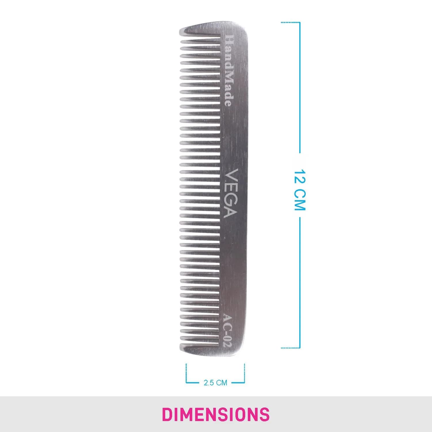 VEGA Pocket Comb | Strong, Light, Durable Metal Aluminum Hair Comb - view 3