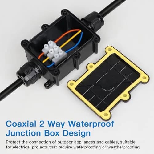 Helunsi IP68 Waterproof External Junction Box 2 Way 135mm (5.31in) Black | Connect Wires Safely Outdoors thumbnail 8