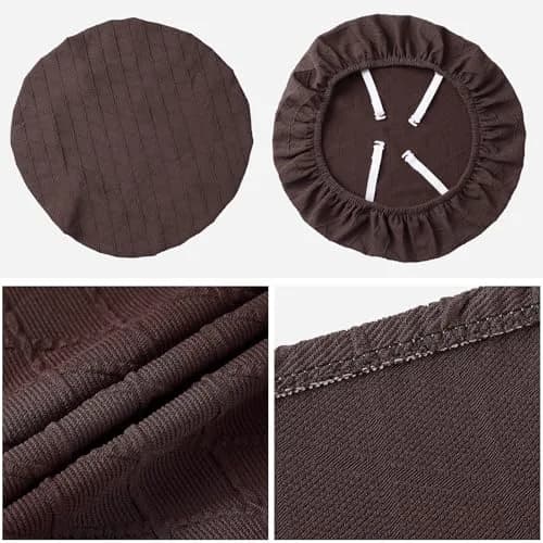 Fuloon Chocolate Dining Chair Seat Covers 4 Pack | Stretch Jacquard Fabric for Kitchen & Dining Chairs thumbnail 4