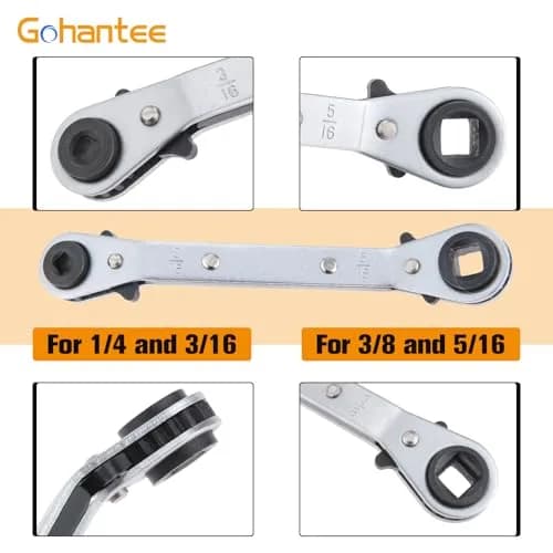 gohantee Refrigeration Ratchet Wrench 4 Sizes | Steel, 5.5 inch, Easy Reversal thumbnail 4