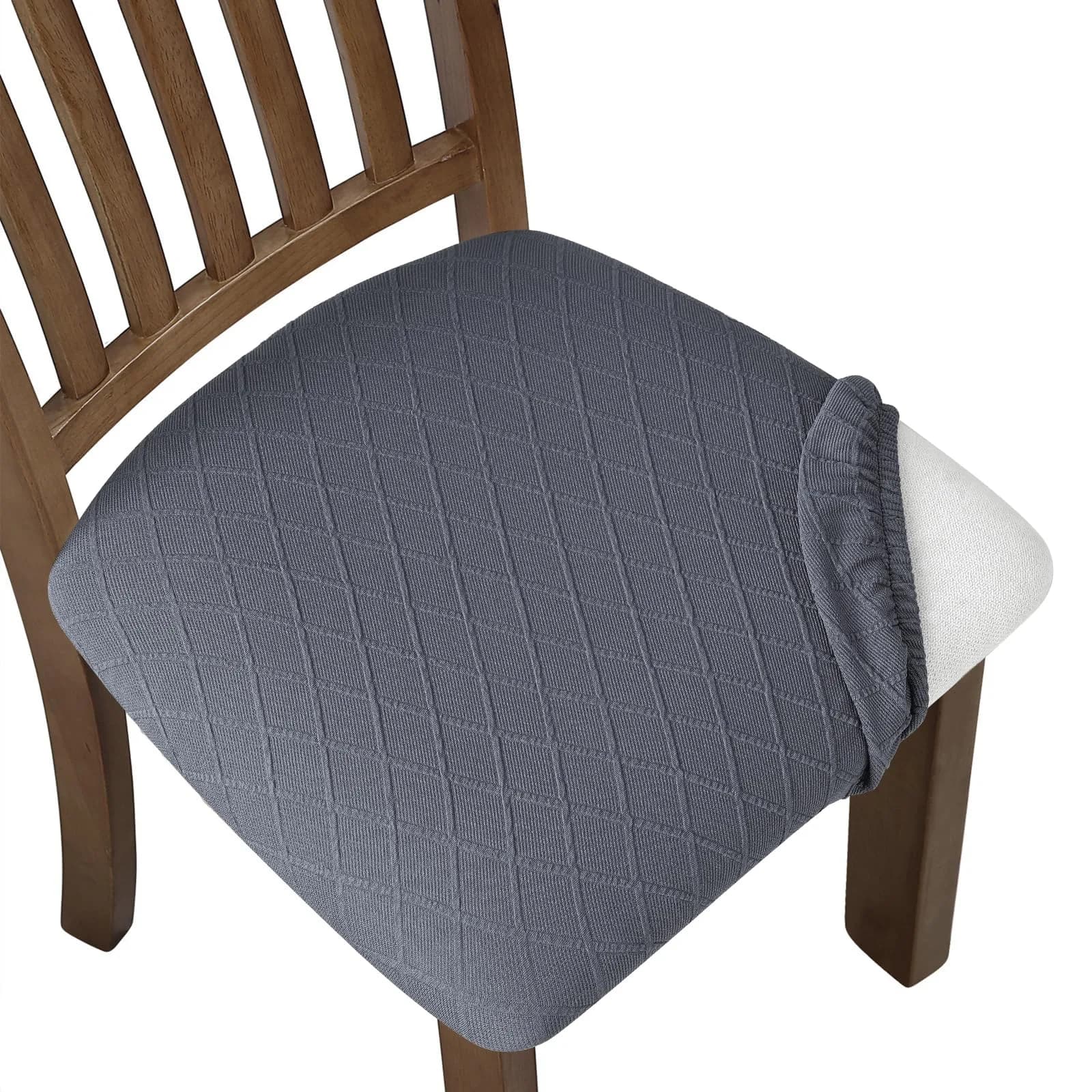 Fuloon 4 Pack Grey Dining Chair Seat Covers | Stretch Fit & Washable for Kitchen & Dining Chairs - main product image