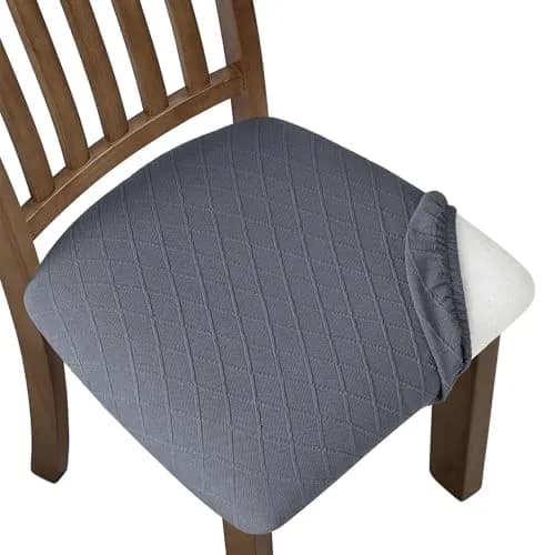 Fuloon 4 Pack Grey Dining Chair Seat Covers | Stretch Fit & Washable for Kitchen & Dining Chairs thumbnail 1