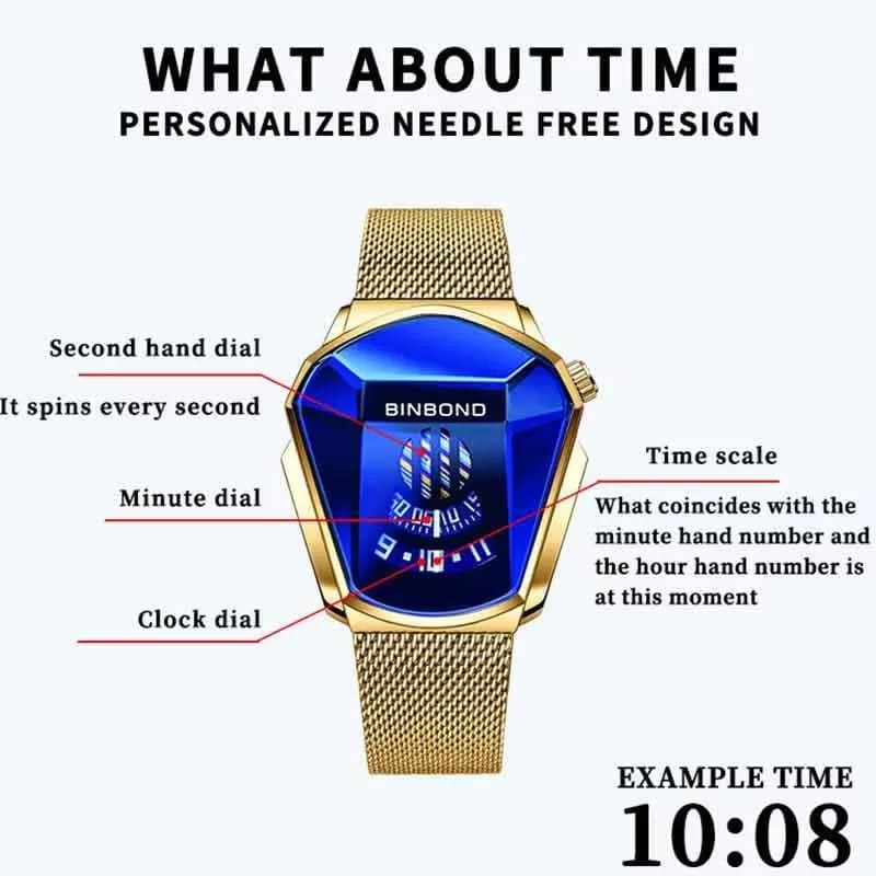 Gosasa Men's Casual Waterproof Stainless Steel Quartz Wristwatch 43.5mm | Geometric Shape Case thumbnail 5
