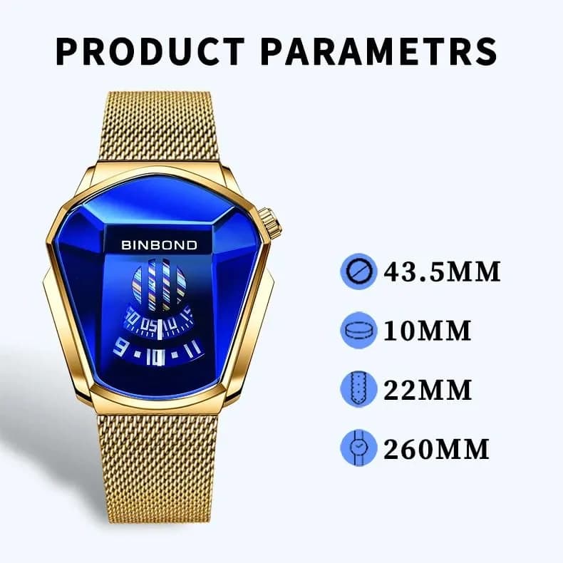 Gosasa Men's Casual Waterproof Stainless Steel Quartz Wristwatch 43.5mm | Geometric Shape Case thumbnail 7